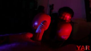 Boxing Match to Beat off Eggs and Dick into Gloves to take
