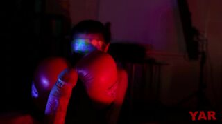 Boxing Match to Beat off Eggs and Dick into Gloves to take