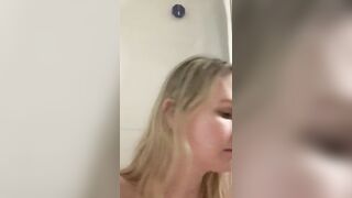 Beauty Blonde with Huge Jugs Masturbates into Bath Tub Bath