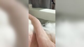 Beauty Blonde with Huge Jugs Masturbates into Bath Tub Bath
