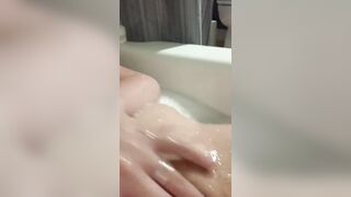Beauty Blonde with Huge Jugs Masturbates into Bath Tub Bath