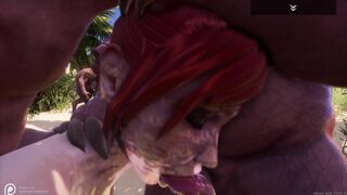 Huge Breasted Red Haired hot Gangbanged by a Pack of Pigmen (Wild Life)