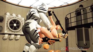 Sci-fi Sex Cyborg Fucks Rough a goddess Dark Hair into the Restricted Area