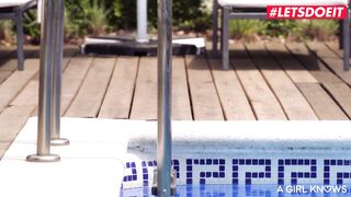AGIRLKNOWS - EROTIC DYKE LOVERS SEXUAL OUTSIDE SEX AT THE POOL -
