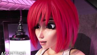 F.U.T.A. Sentai Squad | Long Tit Red Haired's Futanari Penis Gushes
