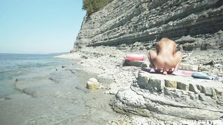 Awesome Filthy Nudist chick into Sunglasses Blows & Ride a Long Sex Toy