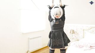 Nier Automata 2B Gets too Vulgar when Bound up and Twat Banged.