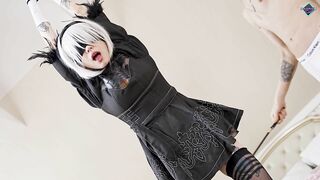 Nier Automata 2B Gets too Vulgar when Bound up and Twat Banged.