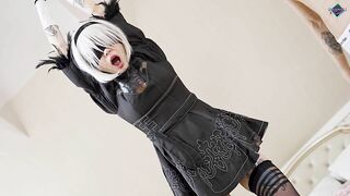 Nier Automata 2B Gets too Vulgar when Bound up and Twat Banged.