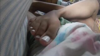 cougar Posing my Penis with her Toes