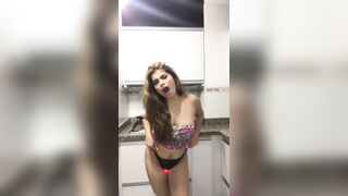 Having Fun with my Dildo into the Kitchen