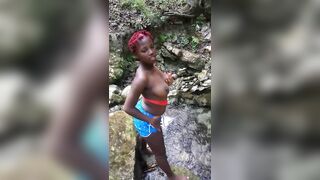 Hottie Bombshell Black 18 Yo Takes out Long Titties Camping Trip