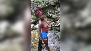 Hottie Bombshell Black 18 Yo Takes out Long Titties Camping Trip