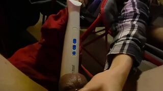Bound Female Domination Penis Pose with Wand Prostate Play