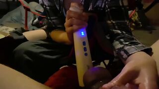 Bound Female Domination Penis Pose with Wand Prostate Play
