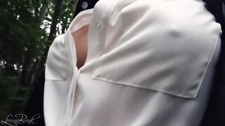 Boobwalk, White Blouse and Leather Jacket