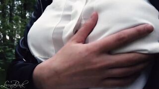 Boobwalk, White Blouse and Leather Jacket