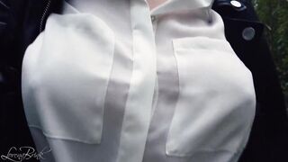 Boobwalk, White Blouse and Leather Jacket