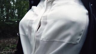 Boobwalk, White Blouse and Leather Jacket