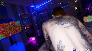 Tattooed Skank Swallows Cum