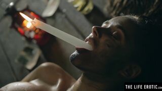 Babe Dark Haired Squirting as she Fucks herself with a Lit Candle