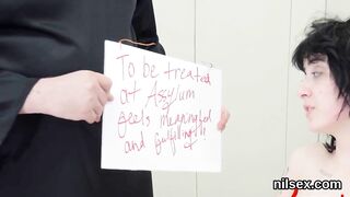 Filthy nympho was taken into butthole asylum for painful therapy