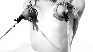 Boobies Bdsm and Clamps - BOUND UP Sitting on her Toy to