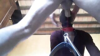 Bound, Blinfolded and Ball Gagged then has to Suck a Huge Dick,