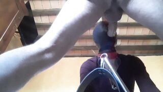 Bound, Blinfolded and Ball Gagged then has to Suck a Huge Dick,