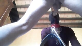 Bound, Blinfolded and Ball Gagged then has to Suck a Huge Dick,