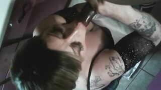 Hottie White chick Deep Throats and Gets her Face Banged! by big black cock