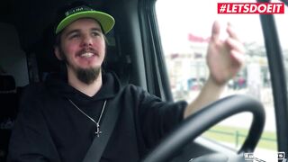 BUMSBUS - INKED GERMAN WITH HUGE BOOBIES NAILED ROUGH INSIDE THE BACKSEAT