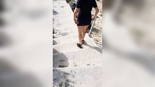 Exhibitionist without a G-String into the Middle of a Town and Squirt