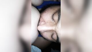 Sucking Off Huge Milky Boobies Bro Jizzes on Bed