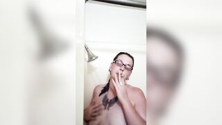 Saggy Tit BBW Smoking Cooling off into the Shower