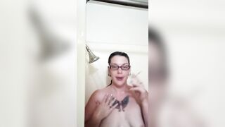 Saggy Tit BBW Smoking Cooling off into the Shower