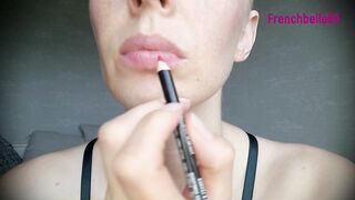 Lip and Tongue Pose, Lipstick Smearing on Face