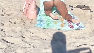Showing Snatch on very Outdoors Beach Exhibitionist Mistress