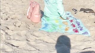 Showing Snatch on very Outdoors Beach Exhibitionist Mistress