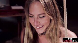 FETISH skank gagging during deep throat training gets jizzed