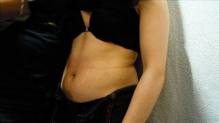 My 19 year old Year mature Mistress Gets Warm Pressing her Belly with my