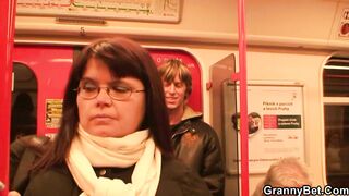Big titties old plumper picked up inside metro