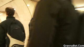 Big titties old plumper picked up inside metro