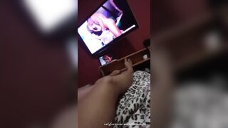 A Bored Amateur bimbos Watching Porn and having an Orgasm Masturbating. Female pov