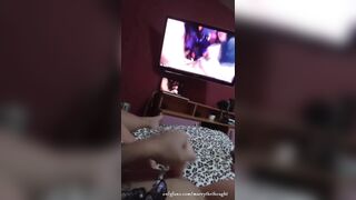 A Bored Amateur bimbos Watching Porn and having an Orgasm Masturbating. Female pov
