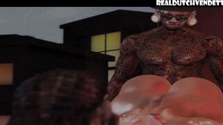 Long Butt African Gets Long Load inside MFM Three-Way