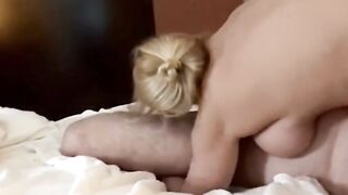 Suck Banged Sex Toy Reverse Cowgirl and Cummed on Butt all while Spun as Banged