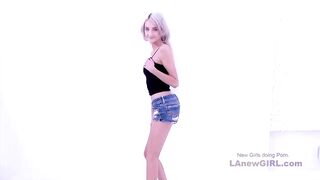 Beauty Slim Nymph likes to riding rough penis inside studio