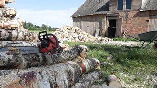 mom Caught inside the Wood Sawmill Pays with Sex