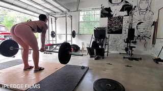 Cum Join me for a Gym Session Garage Open, and watch through Skimpy Bikini is the Dress Code